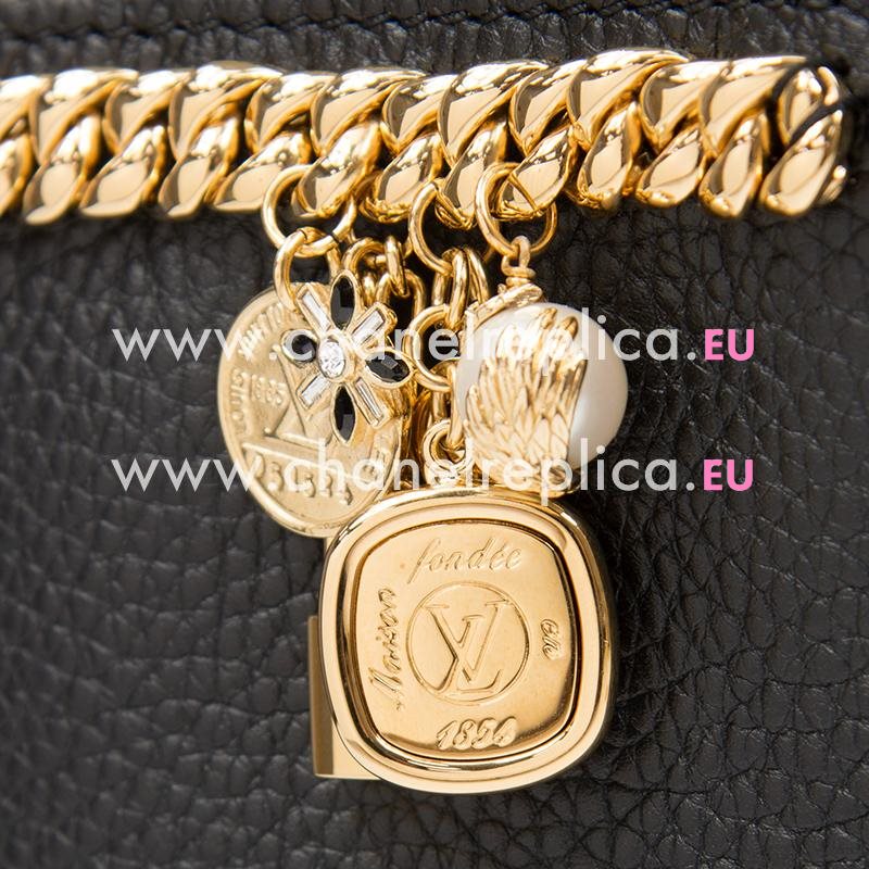 Louis Vuitton Black Taurillon Leather Capucines PM Gold Hardware M52963