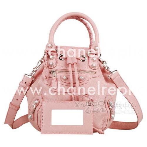 Balenciage Pompon Lambskin Silvery hardware Classic Mini Bag Rose Pink B4458113