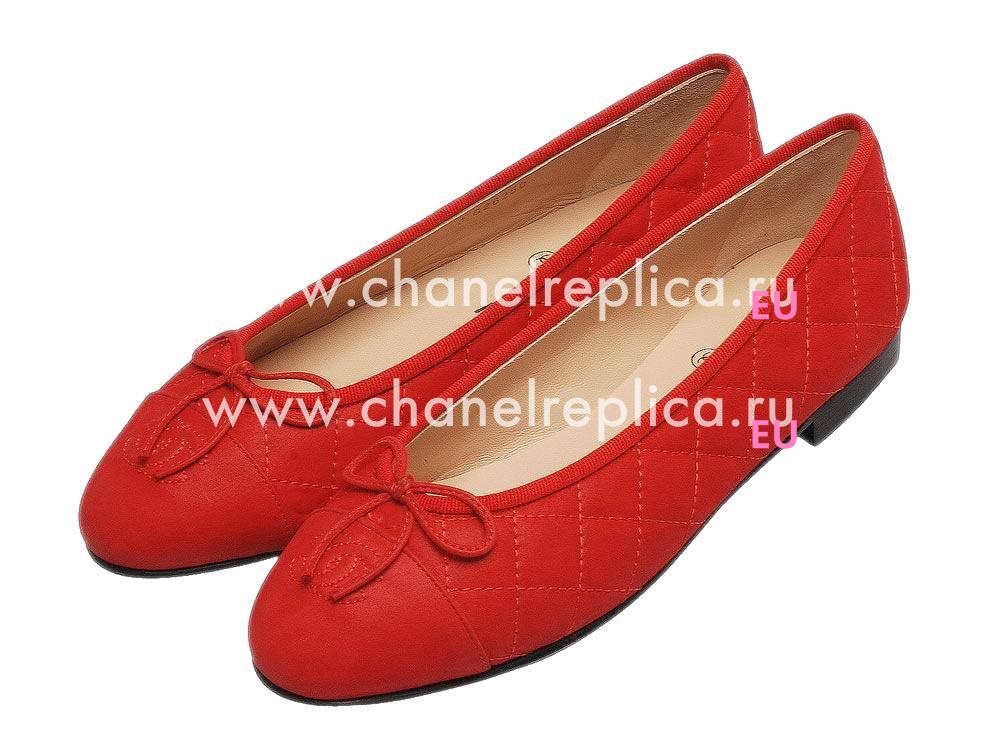 Chanel Double CC Lambskin Cambon Bowknot Shoes Red G56347