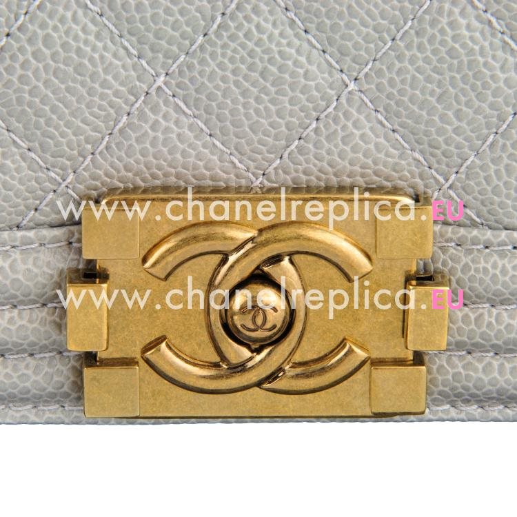 Chanel Grey Caviar Antique-Gold Chain Mini Boy Bag A67085GCG