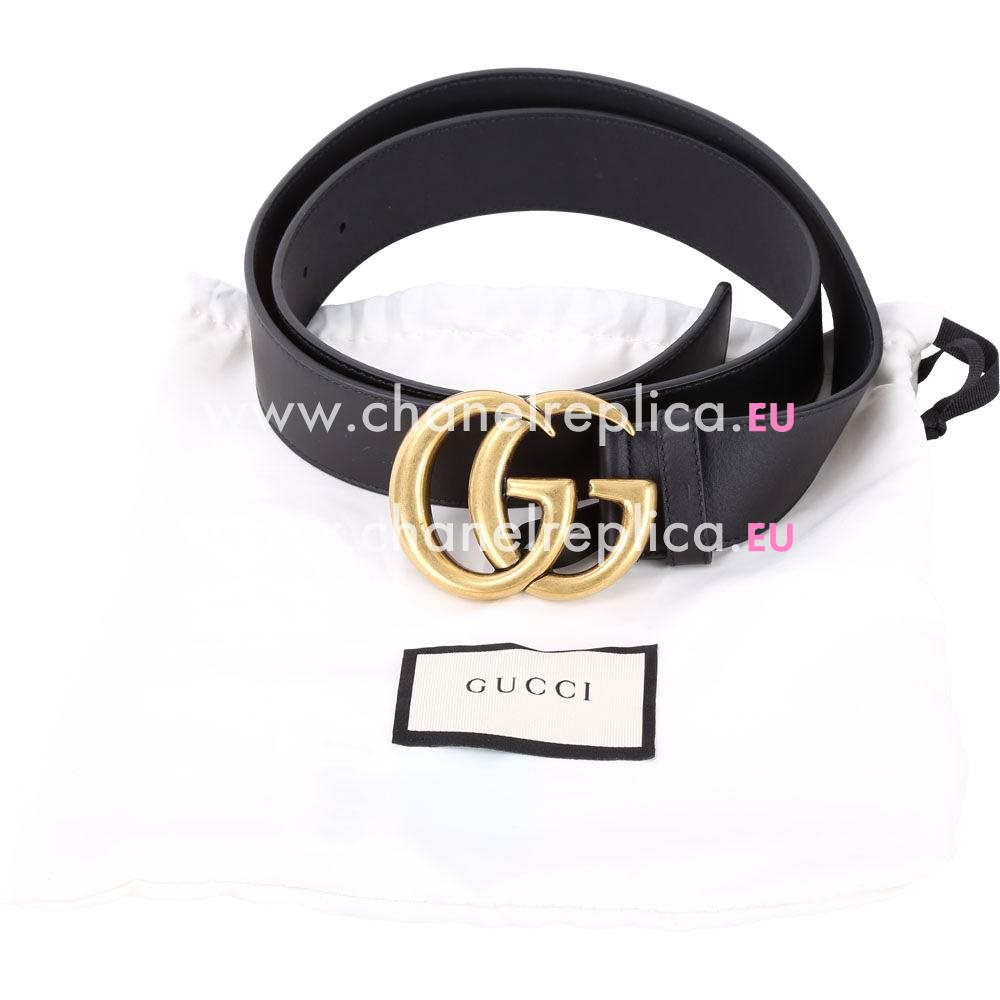 Gucci Marmont Anti-gold Buckel Cowhide Belt Black 2648978