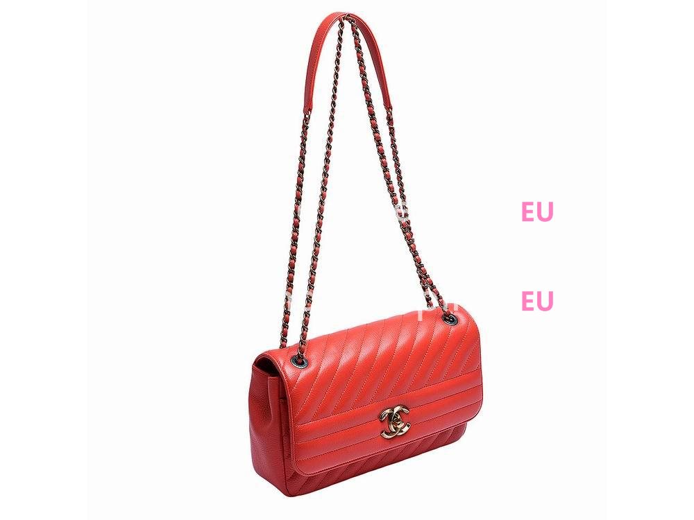 Chanel Calfskin Anti-Gold Coco Bag Orange-Red A896089