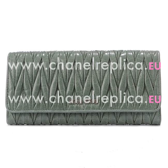 Miu Miu Matelassé Nappa Wallet In Turkey Green MM5199171