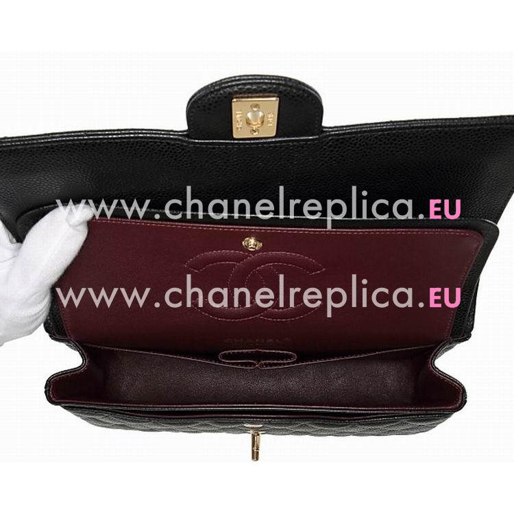 Chanel Medium Caviar Double Flap Bag Black(Golden) A01112-4