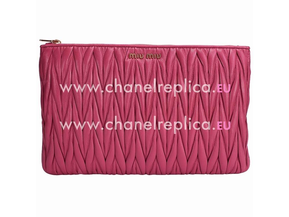 Miu Miu Matelassé nappa Clutch Peach Red RP0395