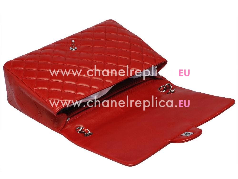 Chanel Marine Lambskin Maxi Bag Lipstick Red(Silver) A47600-81669