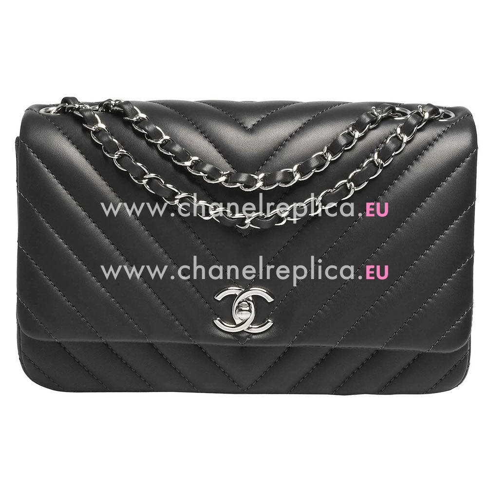 CHANEL Classic Silvery Hardware Stripe Lambskin Bag in Gray A652799