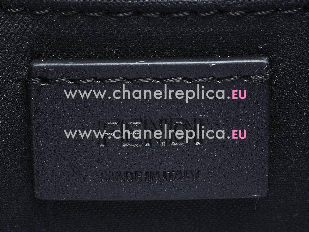 FENDI Classic Sawtooth Cowhide Leather Handle/Shoulder Bag Black FB84BC12