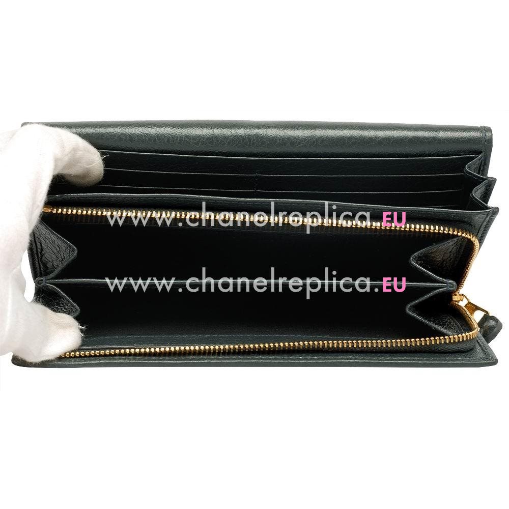 Balenciaga Fortefeuille Money Lambskin Gold Hardware Wallets Black Gray Green B2055142