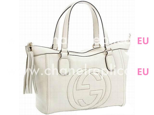 Gucci Soho Calfskin Leather Tote Bag White G367206