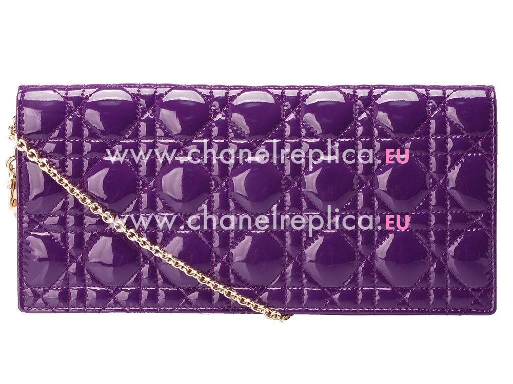 Dior Cannage Lambskin Patent Evening Cluch Purple D481293