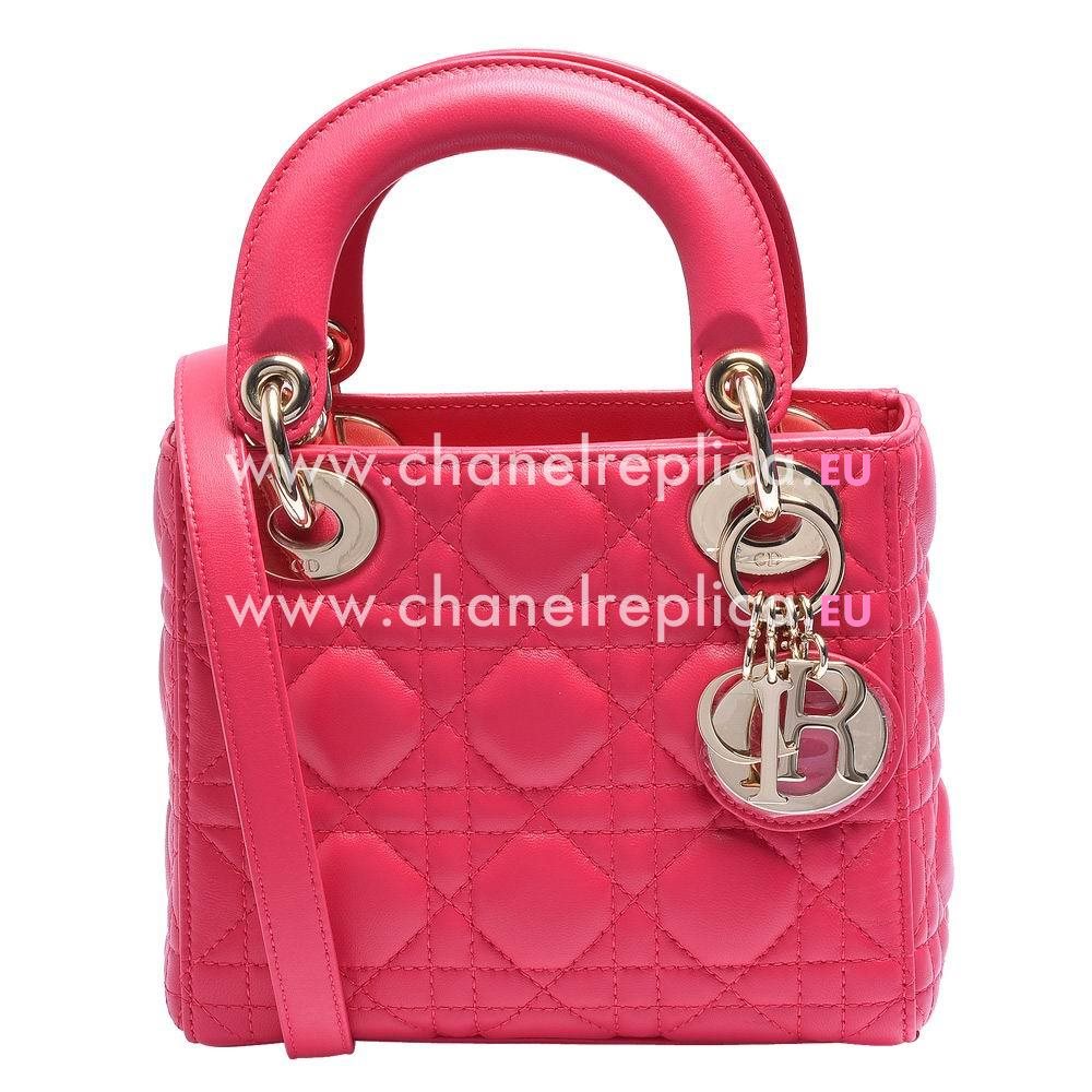 Christian Dior Lady Dior Patent Leather Mini Bag Peach Red DE377477