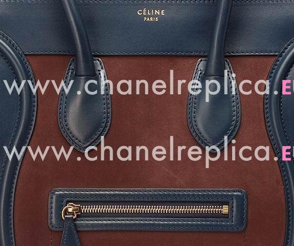 Celine Calfskin Nano Luggage Blue/Coffee/Blackish Green CE44765