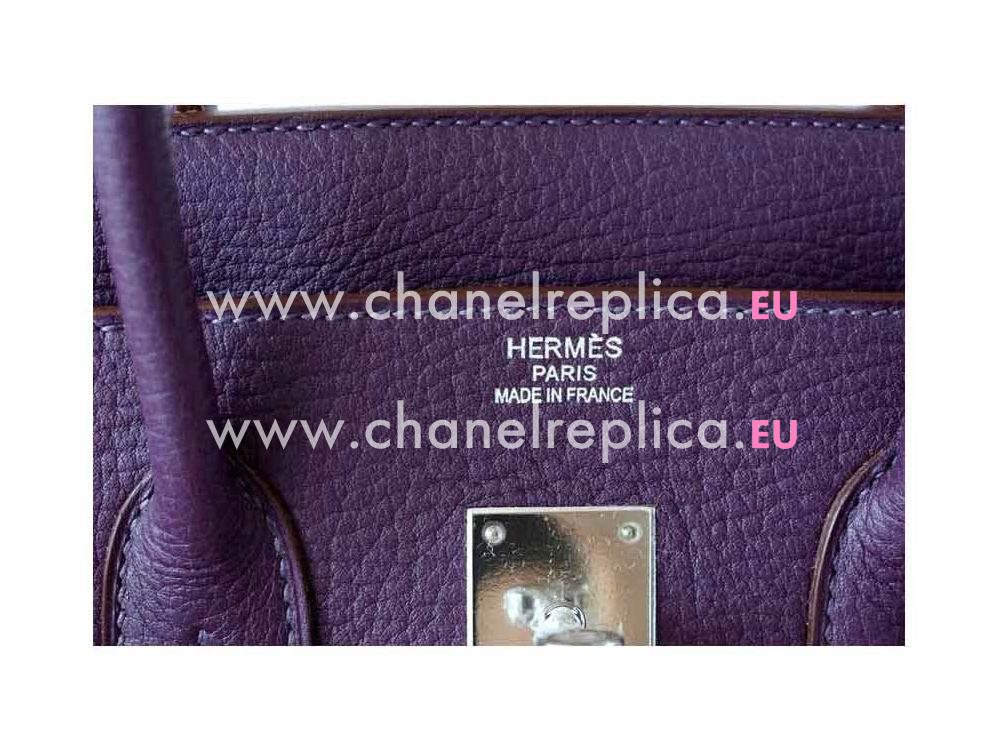 Hermes Birkin 35 Fjord Leather Cassis Purple Palladium Hand Sew H1035BNW