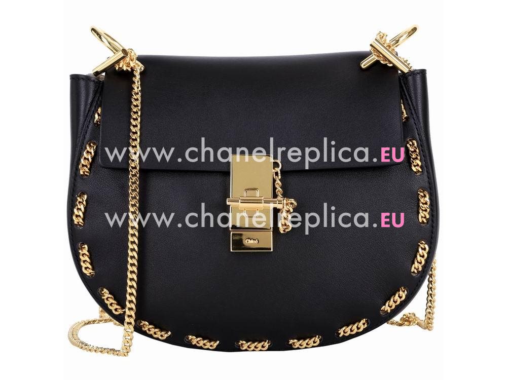 Chloe Drew Smooth Leather Around Golden Chain Bag Red CH95780