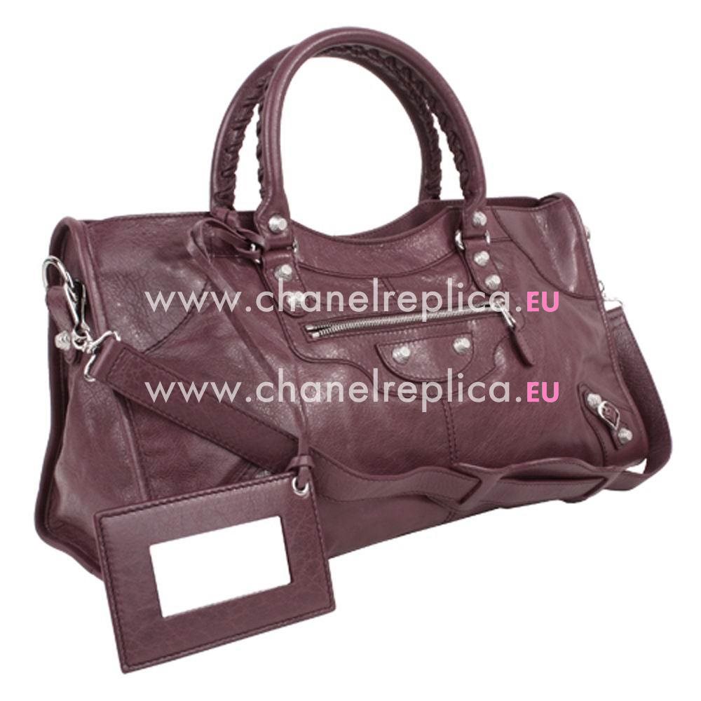 Balenciage Part Time Calfskin Silvery hardware Bag Purple Red B2055080