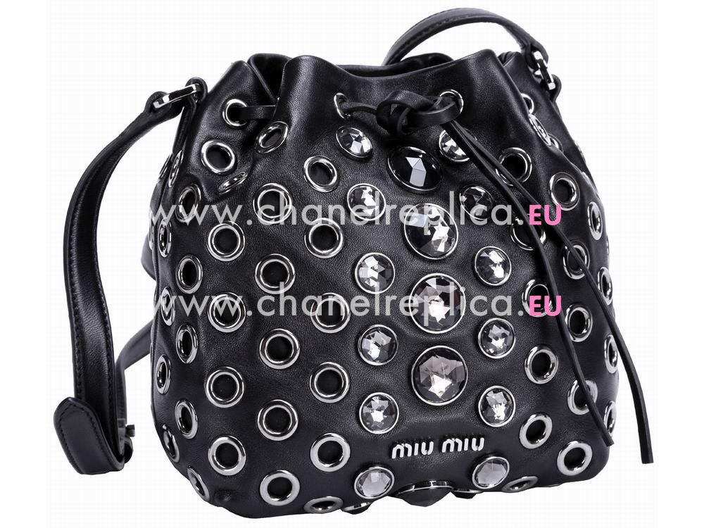 Miu Miu Vele Mini Jewel Embellished Bucket Bag Black RT0559 2E8Q F0002