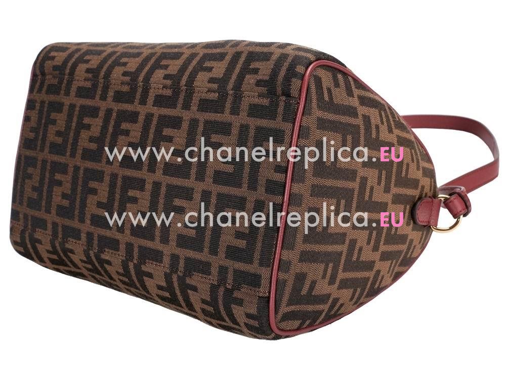 FENDI Classic Calfskin Jacquard Weave Handle/Shoulder Bag In Red F529722