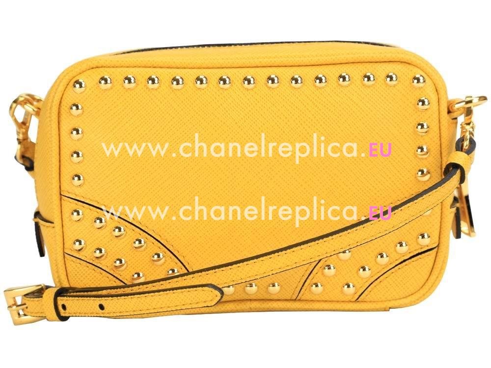 Prada Borchie Relievo Logo Calfskin Bag Yellow PR1BN54635