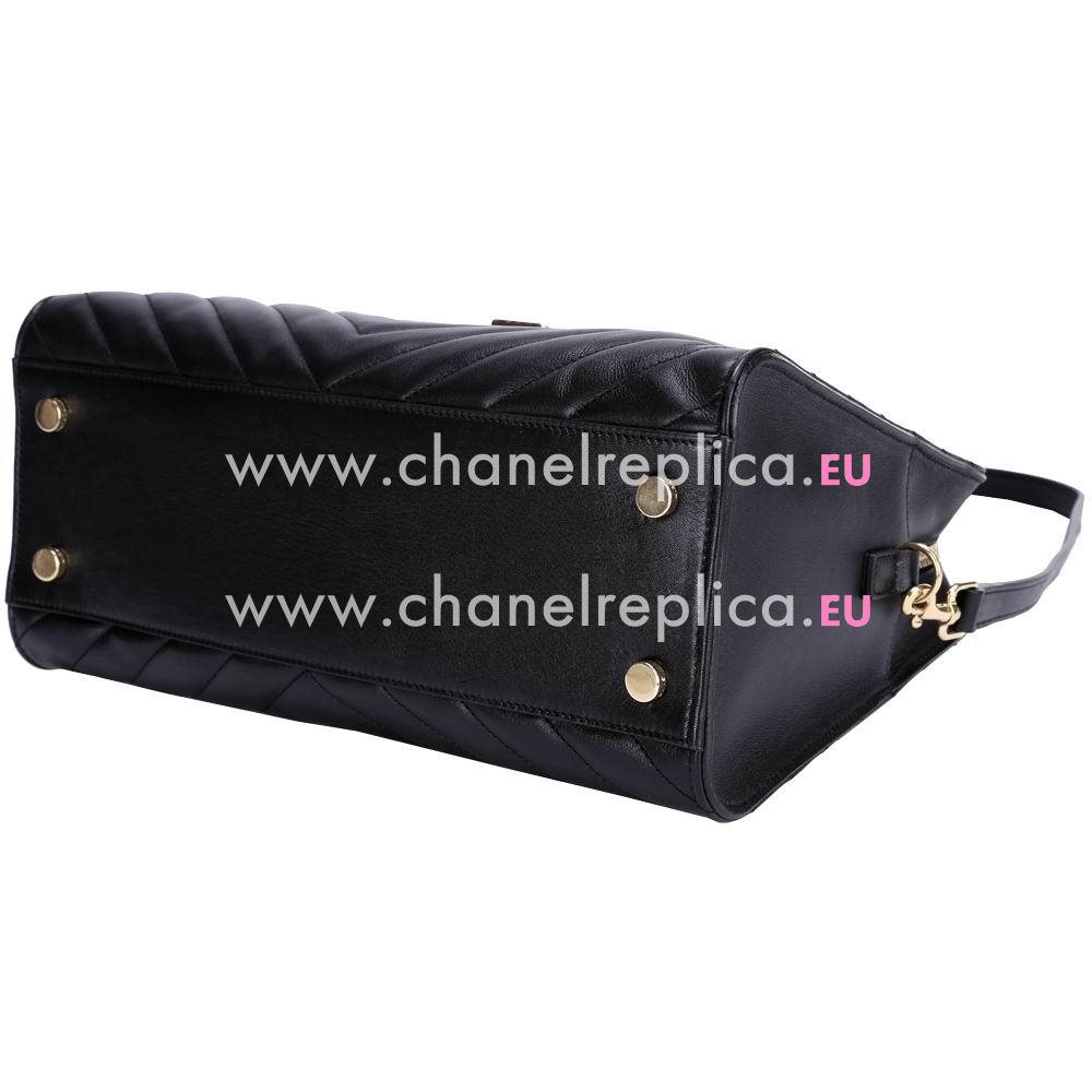 YSL Saint Laurent Cabas Monogram YSL Calfskin Bag In Black YSL5676031