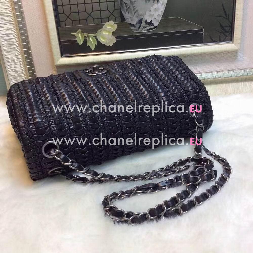 CHANEL The Original Hardware Hand Knitting SheepSkin Bag In Black C6122012
