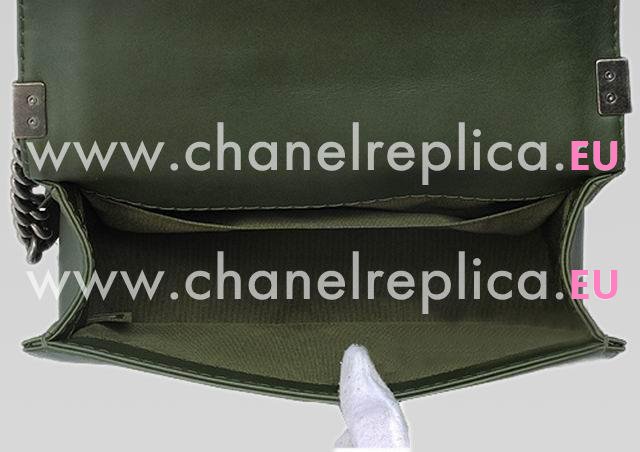 Chanel Medium Lambskin Boy Bag DarkGreen(Antique-Silver) A44576