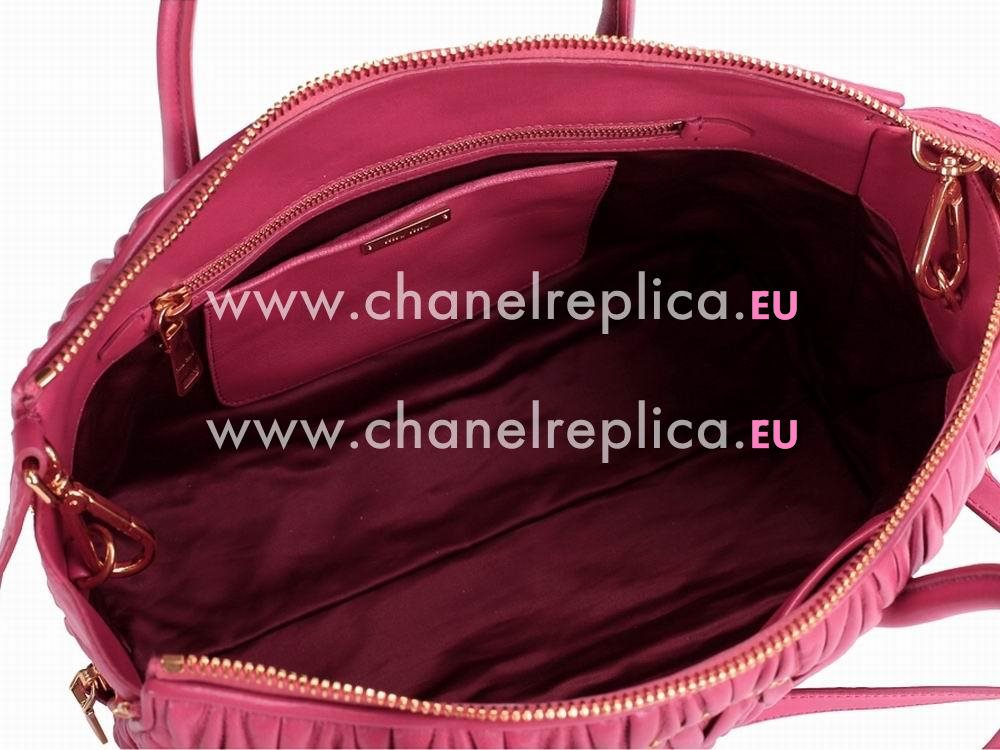 Miu Miu Matelasse Lux Nappa Leather Handbag Rose Red RN1018