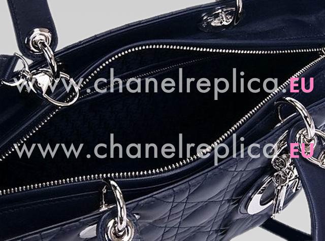 Dior Lady Dior Cannage Lambskin In Dark-Blue(Large) D4029