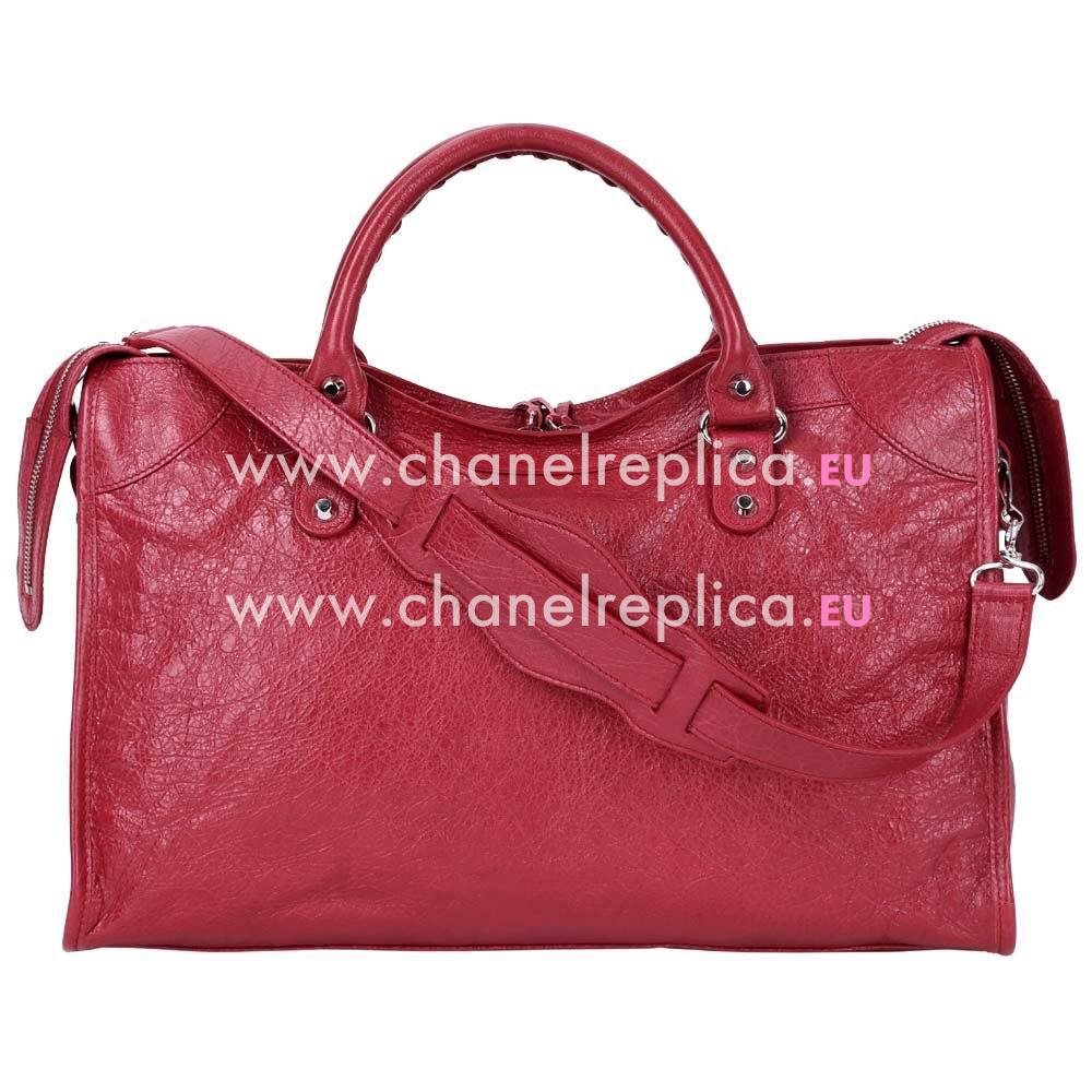 Balenciage City Lambskin Silvery hardware Classic Bag Red B2054974