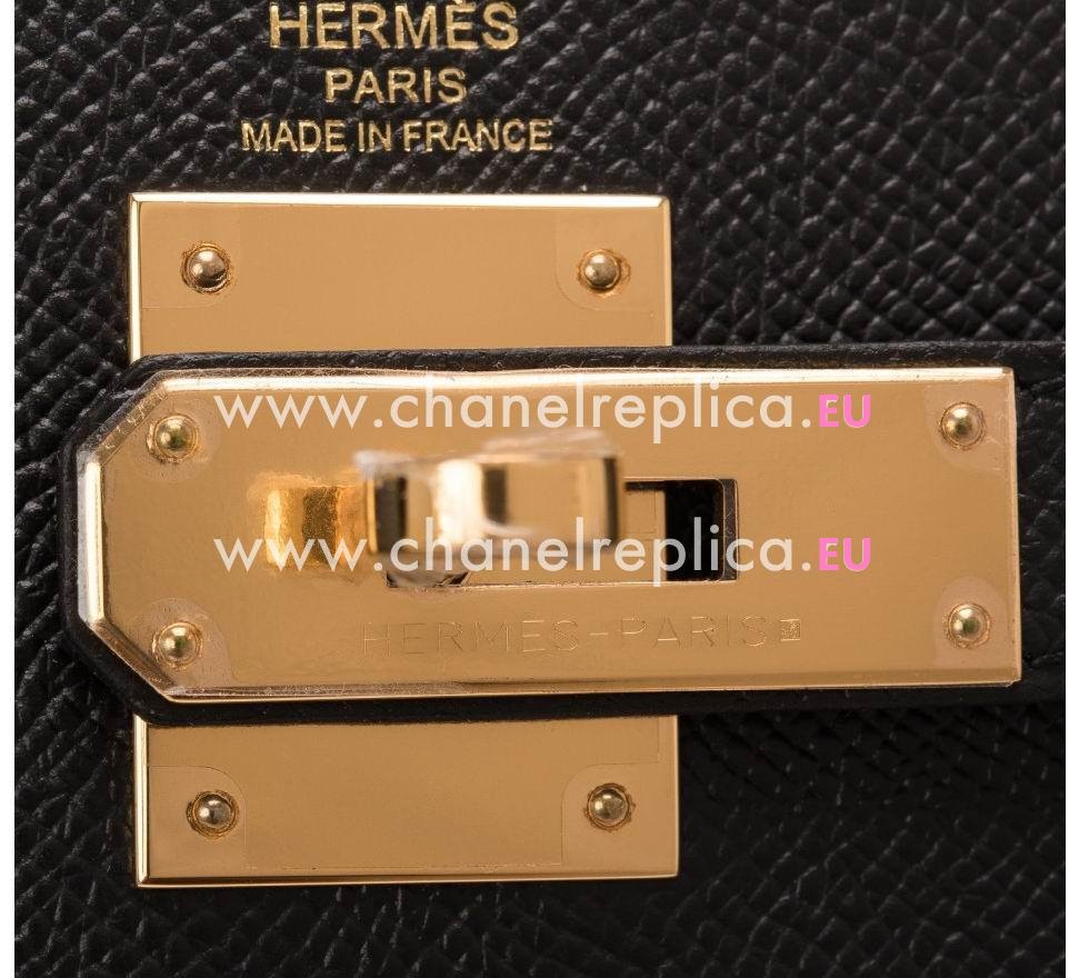 Hermes Kelly 28cm Black Sellier Epsom Leather Gold Hardware Hand Sew Bag HK1028BES