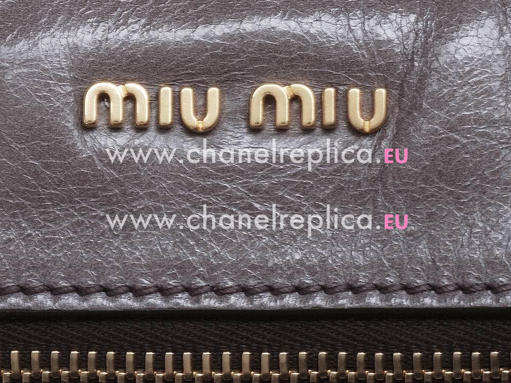 Miu Miu Vitello Lux Calfskin Bow Bag Deep Gray MU5221