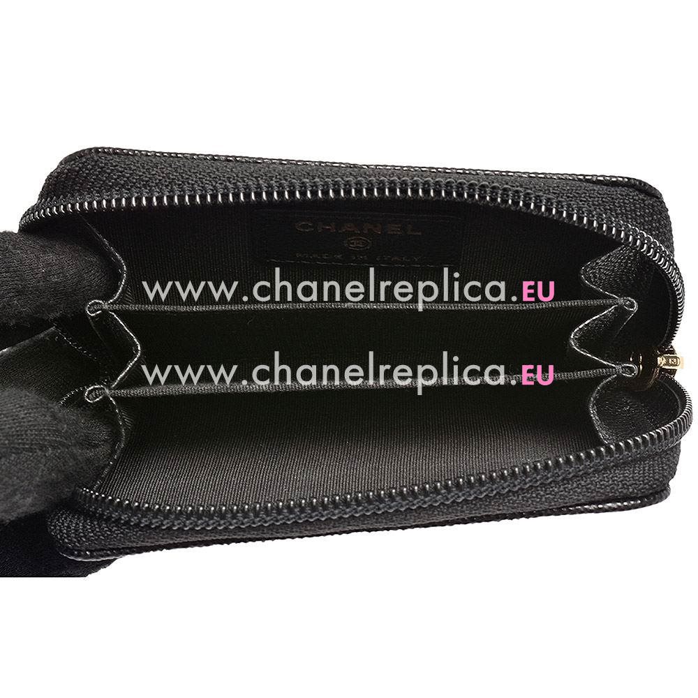 Chanel Calfskin Leather CC Logo wallet Black A685493
