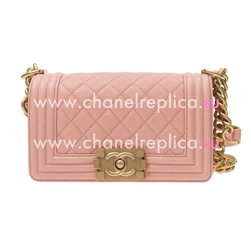 Chanel Pink Calfskin Leather Small Boy Bag Gold Hardware A67085CPINK