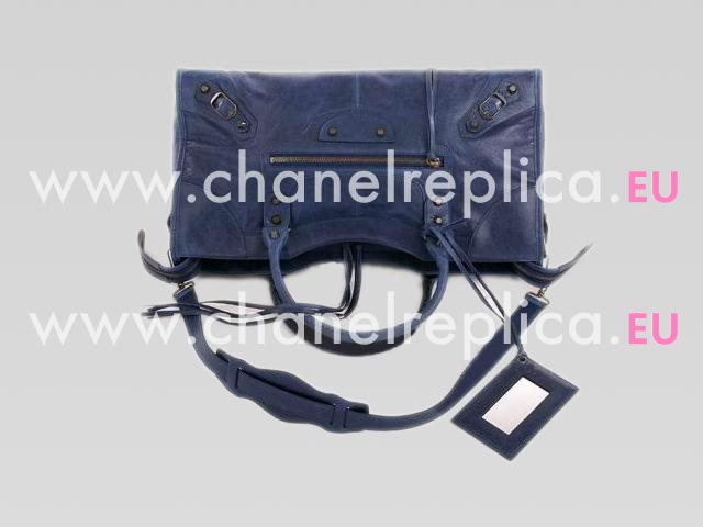 Balenciage Part Time Top Leather Bag Deep Blue 168028DB