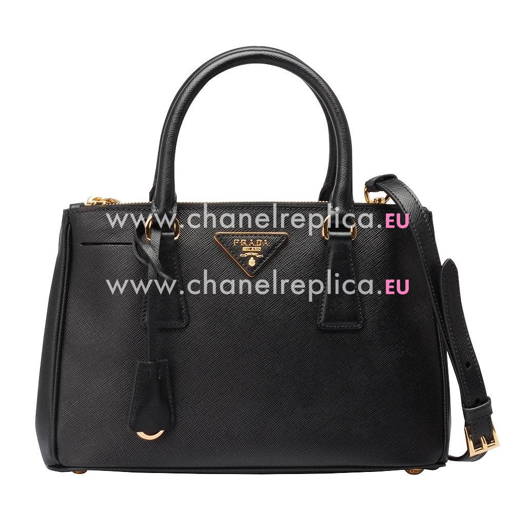 Prada Saffiano Lux Triangle Logo Small Bag In Black PR506589