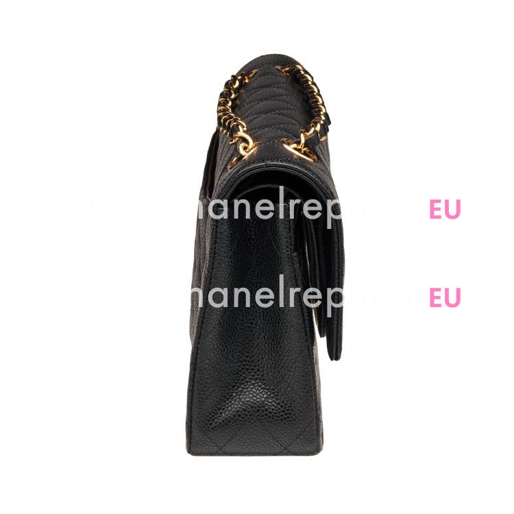 Chanel Medium Caviar Double Flap Bag Black(Golden) A01112-4