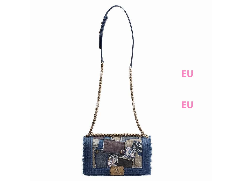 Chanel Boy Bag Patchwork Denim Flap Bag In Blue A92867-BLUE-GP