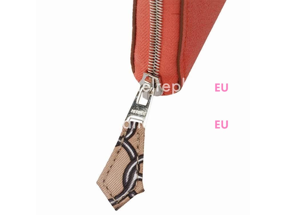 Hermes Silk In Epsom Leather Long Wallet Pink Orange H59894