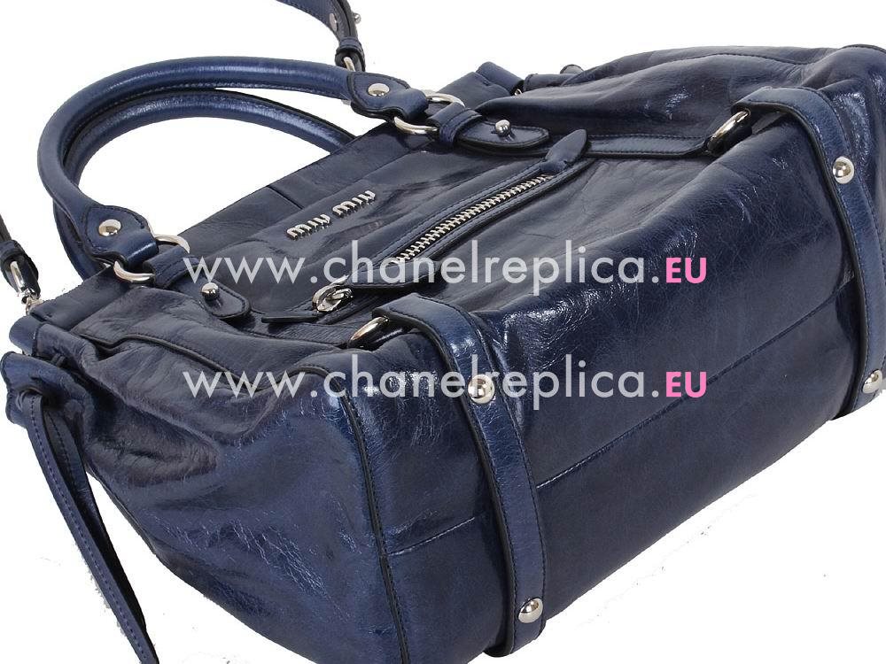 Miu Miu Vitello Lux Calfskin Shoulder Bag In Deep Blue RN0954DB