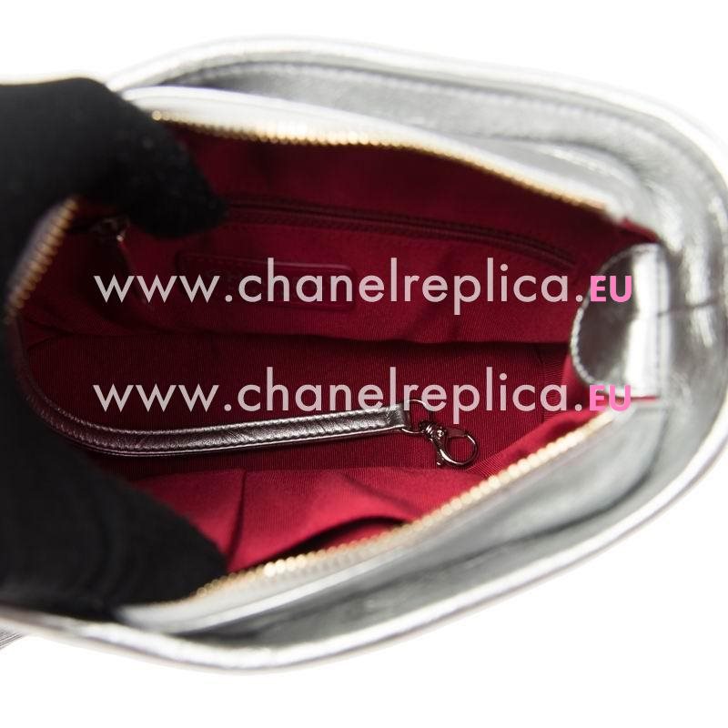 Chanel Calfskin Gabrielle Two-Tone Hobo Crossbody Bag Silver Color A91810SILGP