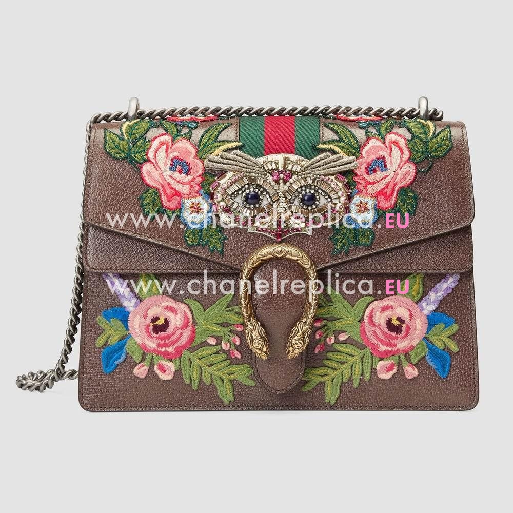 Gucci Dionysus embroidered leather shoulder bag Brown 400235 CWIDX 2570