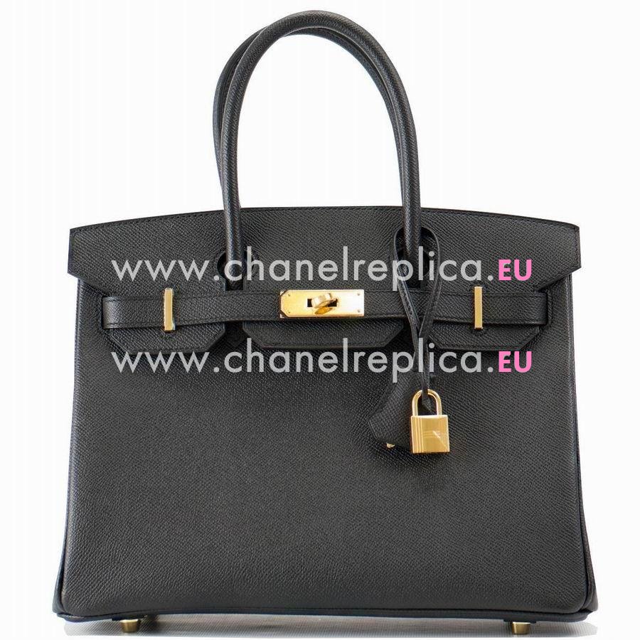 Birkin 30cm Noir Epsom Leather Gold Hardware Bag Hand Sewing H1030EPM