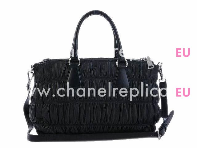 Prada Nappa Gaufre Lambskin Tote Bag Black P347828