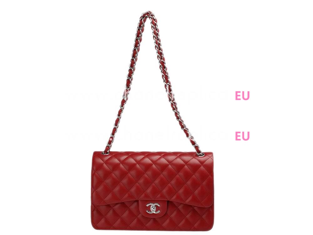 Chanel Lambskin Jumbo Double Flap Bag RED(Silver) A58600RLD