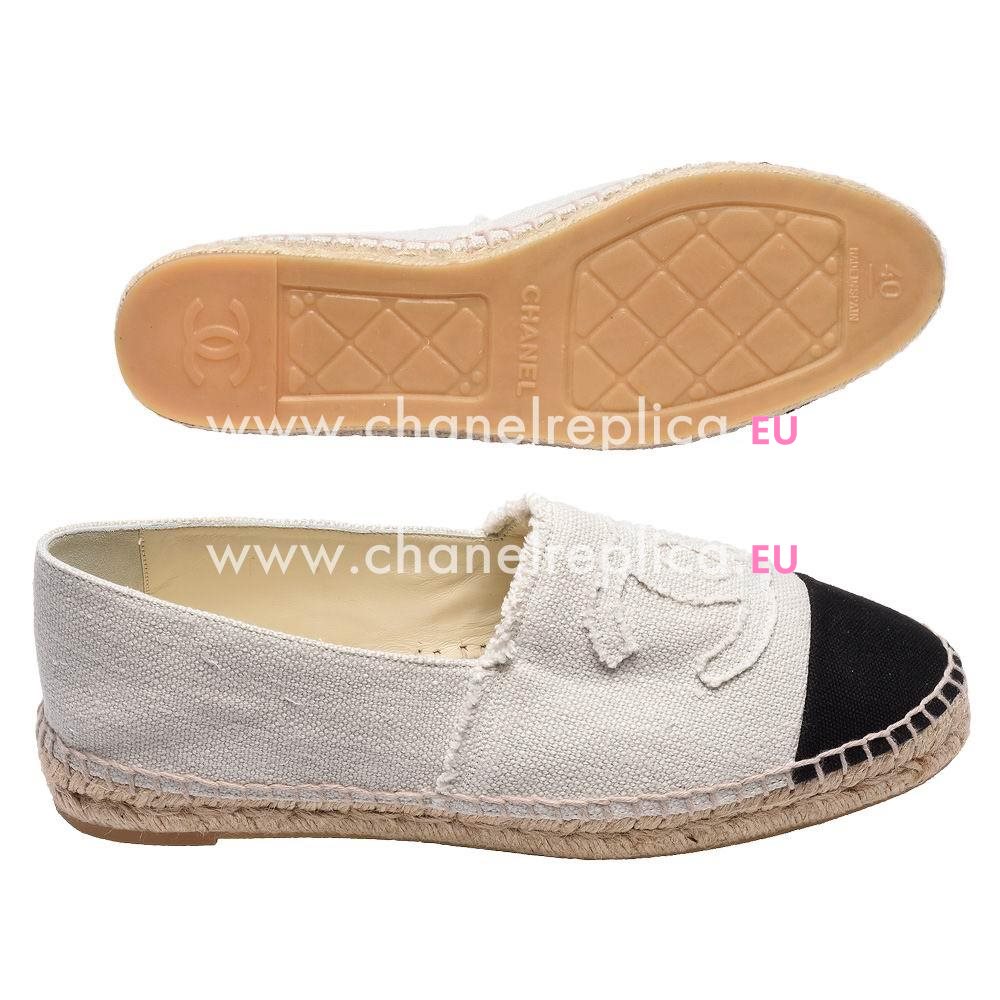 Chanel Espadrilles CC Logo Danim Cavnas Pencil Shoes (Off-white/Black) AG820021