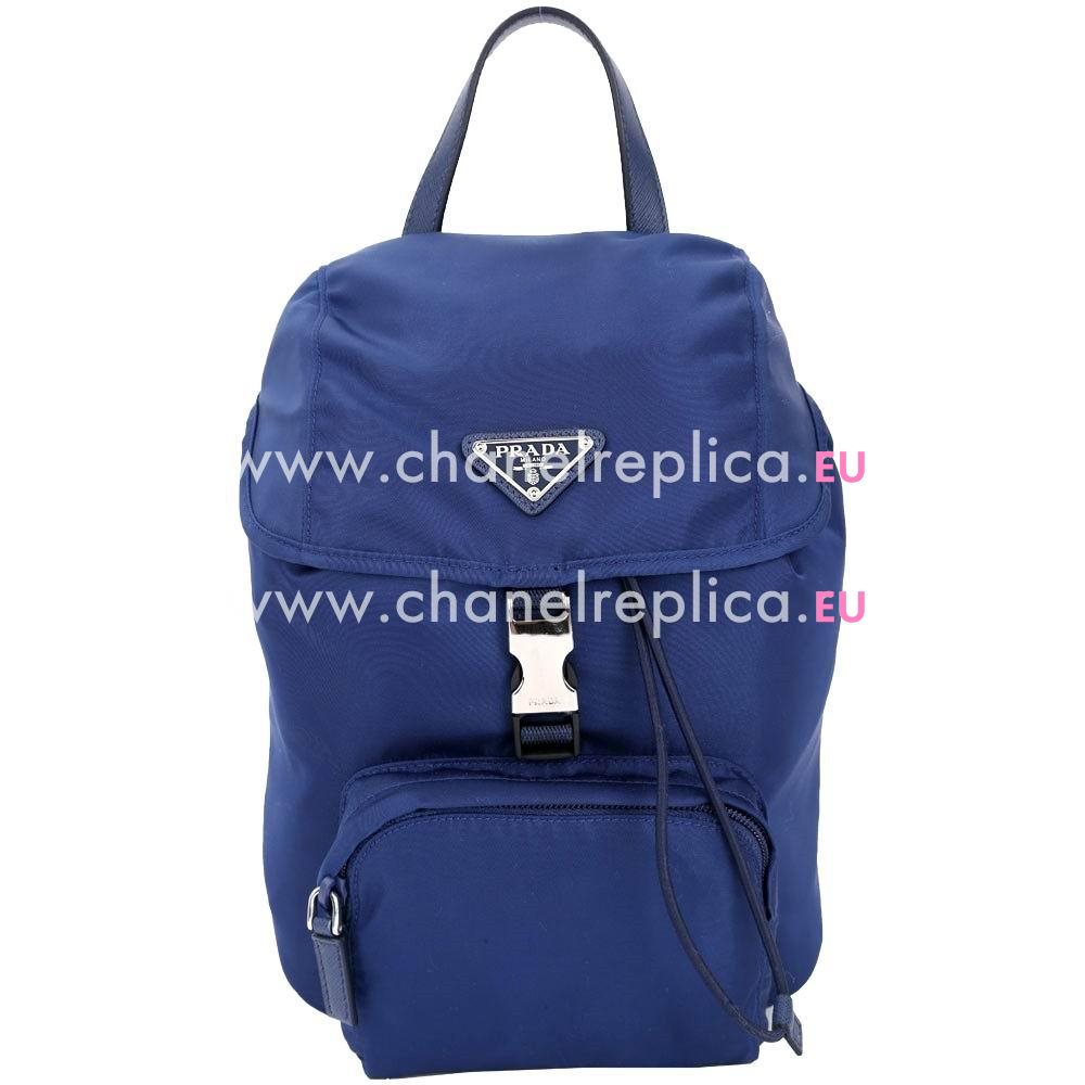 Prada Classic Triangle Nylon Pocket Backpack Blue P7011906