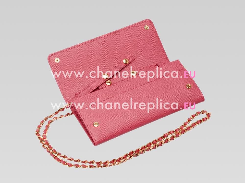 2013 Prada Autumn Cowhide Leather Cluch Rose Pink P463900