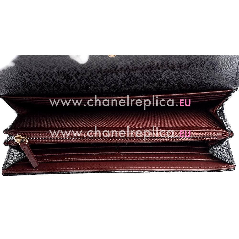 Chanel Caviar Gold CC Snapper Zipper Wallet Black A965986