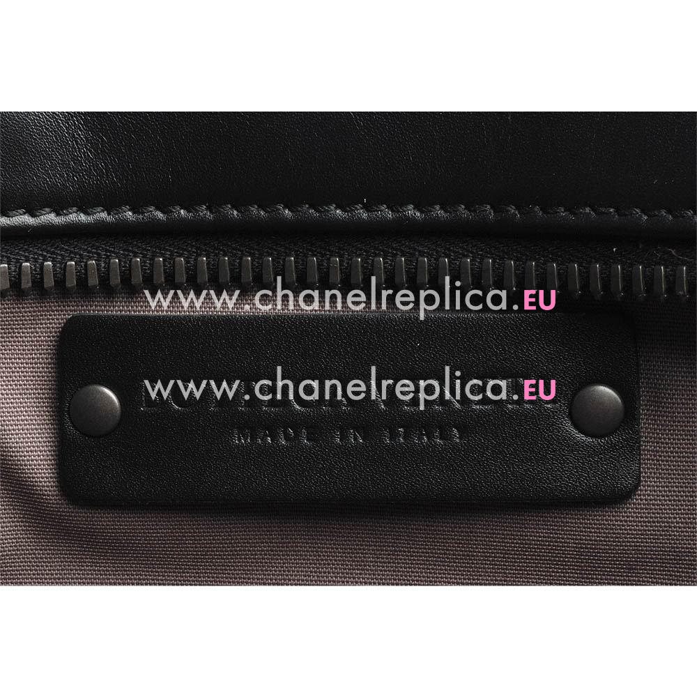 Bottega Veneta Classic Calfskin Leather Woven Briefcase Black B5908365