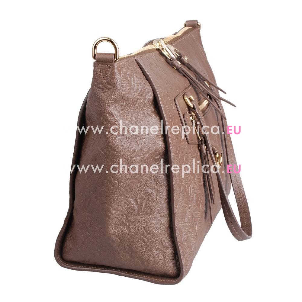 Louis Vuitton Classic Monogram Empreinte Calfskin Bag In Charcoal Brown M93409